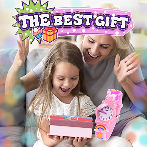Kids Gift for Girls Age 3-9, Girls Watches for 3 4 5 6 7 Years Old Gifts for 4 5 6 7 8 Year Old Girls Birthday Girls for 3 4 5 6 7 8 Year Old Girls Unicorn Toys for Girls Xmas Toys for Kids - Pink