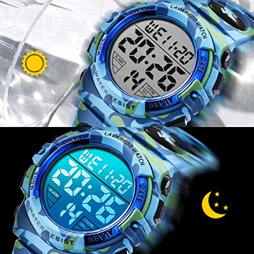 BEN NEVIS Kids Watch,Boys Watch for 6-15 Year Old Boys,Digital Sport Outdoor Multifunctional Chronograph LED 50 M Waterproof Alarm Calendar Watch for Children with Silicone Band