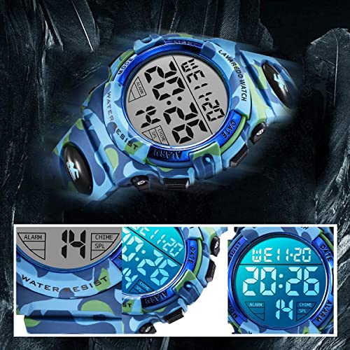BEN NEVIS Kids Watch,Boys Watch for 6-15 Year Old Boys,Digital Sport Outdoor Multifunctional Chronograph LED 50 M Waterproof Alarm Calendar Watch for Children with Silicone Band