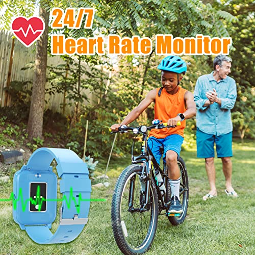 H.TANG Smart Watches for kids 1.70'' Full Touch Color Screen Fitness Tracker Teenages IP67 Waterproof Fitness Smartwatch with Heart Rate Monitor & Sleep Tracker for Android iOS Phones