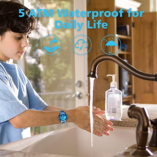 BEN NEVIS Kids Watch,Boys Watch for 6-15 Year Old Boys,Digital Sport Outdoor Multifunctional Chronograph LED 50 M Waterproof Alarm Calendar Watch for Children with Silicone Band