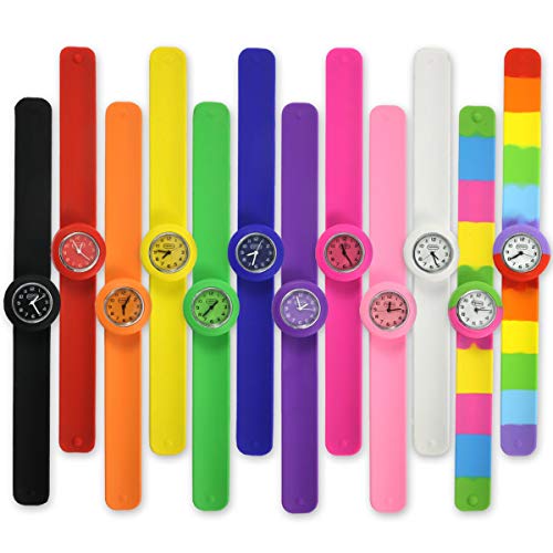 Multicolour Wacky Watch Slap On Strap Fast Fit Kids Childrens Silicone Soft Feel Band Unisex Instant Fit Any Size for Boys and Girls Learn to Tell The Time