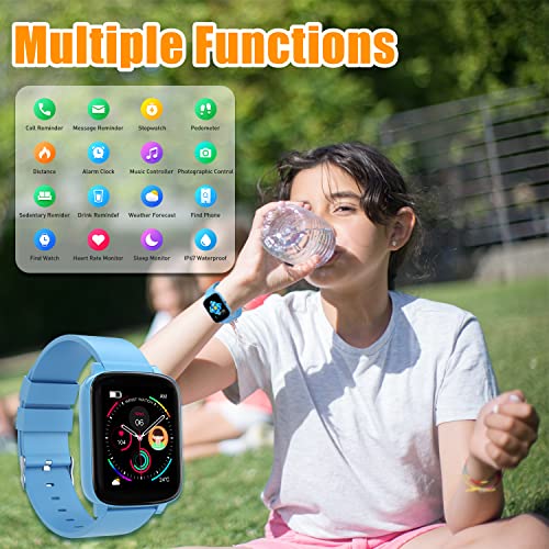 H.TANG Smart Watches for kids 1.70'' Full Touch Color Screen Fitness Tracker Teenages IP67 Waterproof Fitness Smartwatch with Heart Rate Monitor & Sleep Tracker for Android iOS Phones