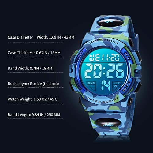 BEN NEVIS Kids Watch,Boys Watch for 6-15 Year Old Boys,Digital Sport Outdoor Multifunctional Chronograph LED 50 M Waterproof Alarm Calendar Watch for Children with Silicone Band