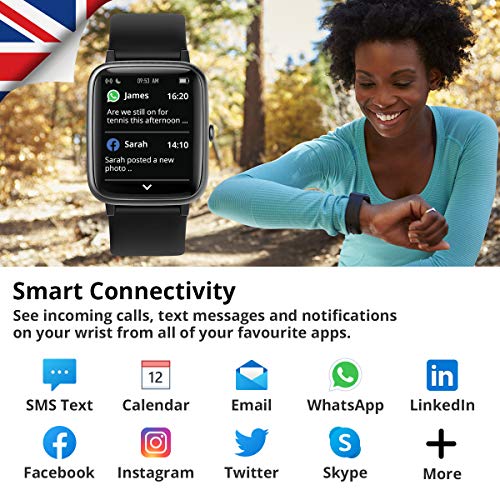 Delvfire Sirius Fitness Tracker with Heart Rate Monitor, Multi-Sport Smartwatch, Activity Tracker, Step Counter, Sleep Monitor, Calorie Counter, 50m Waterproof, Pedometer Watch, Kids Women Men (Pink)