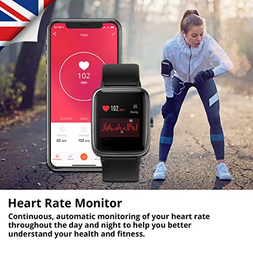 Delvfire Sirius Fitness Tracker with Heart Rate Monitor, Multi-Sport Smartwatch, Activity Tracker, Step Counter, Sleep Monitor, Calorie Counter, 50m Waterproof, Pedometer Watch, Kids Women Men (Pink)