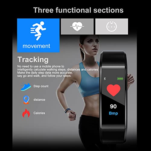 CAIFU Fitness Trackers - Smart Activity Trackers with Heart Rate, Sleep Monitor, Blood Oxygen, Step Counter& SMS Call Notification Health Exercise Watch for Men, Women and Kids