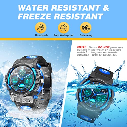 Dislocati Outdoor Toys for 6-15 Year Old Teen, Kids Waterproof Digital Watches for 6-15 Year Old Boys Christmas Xmas Gifts for Kids Eve Birthday Presents Gifts for Teenage Age 6-15