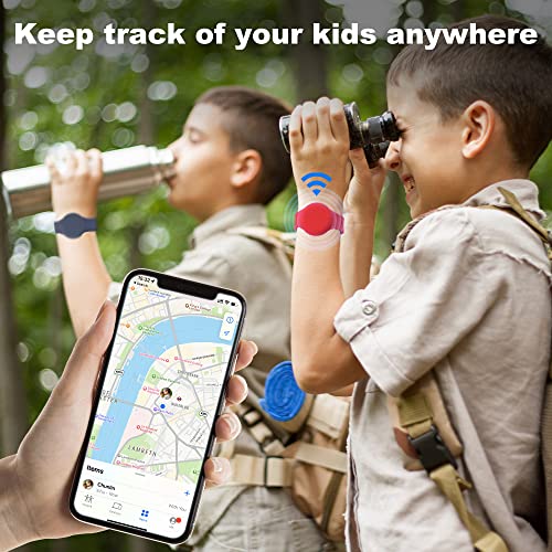 2 Pack Airtag Waterproof Wristband Compatible with Apple AirTag,Soft Adjustable Airtag Bracelet, Airtag Watch Band for Kids Toddler Baby Children Elders (Midnight Blue & Red)
