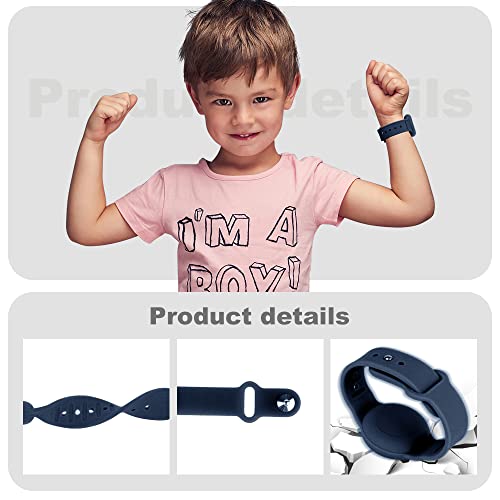 2 Pack Airtag Waterproof Wristband Compatible with Apple AirTag,Soft Adjustable Airtag Bracelet, Airtag Watch Band for Kids Toddler Baby Children Elders (Midnight Blue & Red)