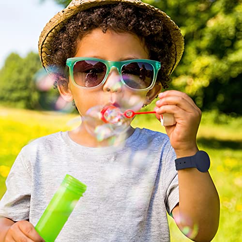 2 Pack Airtag Waterproof Wristband Compatible with Apple AirTag,Soft Adjustable Airtag Bracelet, Airtag Watch Band for Kids Toddler Baby Children Elders (Midnight Blue & Red)