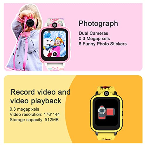 Smart Watch for Kids Boy Girl -18 Puzzel Games, Two Cameras, Video, Music Player, Calculator, Alarm Clock, Class Mode, Pet, Sound Teacher, Kids Smart Watch for 4-12 Year Children Birthday Gifts
