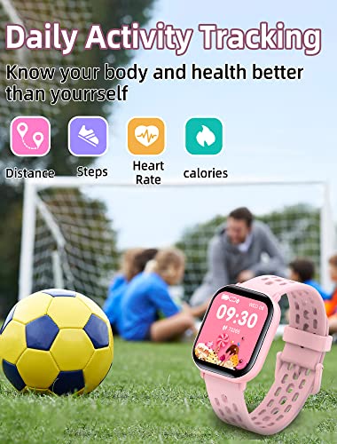 Kids Smart Watch for Boys Girls,IP68 Waterproof Kids Fitness Activity Tracker Watch,Heart Rate Sleep Monitor,8 Sport Modes, Pedometers, Calories Counter, Alarm Clock, Kids Gifts for Teens 6+ (Black)