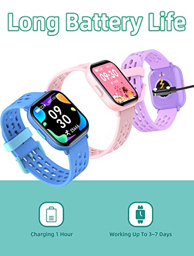 Kids Smart Watch for Boys Girls,IP68 Waterproof Kids Fitness Activity Tracker Watch,Heart Rate Sleep Monitor,8 Sport Modes, Pedometers, Calories Counter, Alarm Clock, Kids Gifts for Teens 6+ (Black)