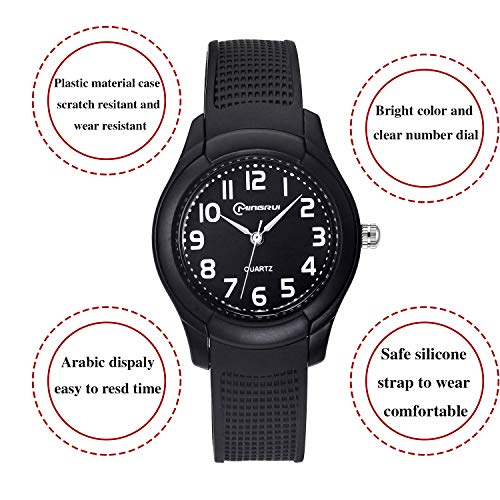 Edillas Kids Watches, Children Analogue Quartz Watch for Boys Girls Kids Waterproof Time Teach Watches, Color Dial Soft Band Wrist for Kids Sport Outdoor Wrist Watches