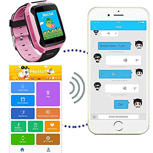 kids Smart Watch Phone Waterproof GPS Tracker, Touchscreen Kids Smart Phone Watch with Camera Pedometer SOS Compatible for Android and iOS, Boys Girls Anti-Lost Children's Gift, Pink