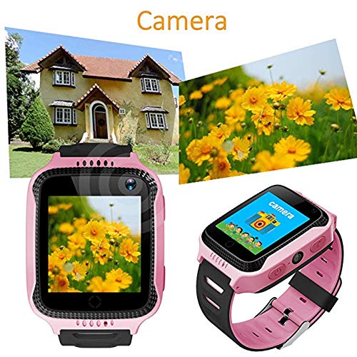 kids Smart Watch Phone Waterproof GPS Tracker, Touchscreen Kids Smart Phone Watch with Camera Pedometer SOS Compatible for Android and iOS, Boys Girls Anti-Lost Children's Gift, Pink