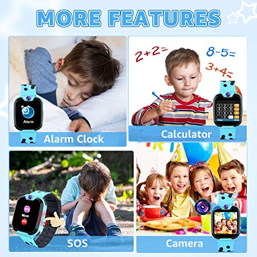 Kids Games Smartwatch MP3 Player Music Watch, Kids Watch with Touch Screen 2 Way Call, 16 Games, SOS, Alarm Clock, Camera, Kids Watch for Boys Girls Holiday Birthday Toys Gifts [Built-in SD Card])