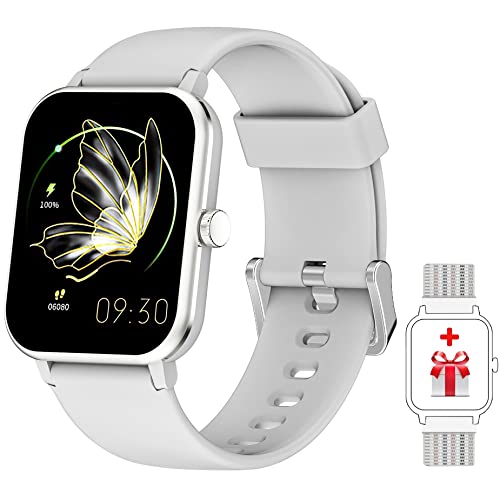 Smart Watch for Women Men - Larger 1.69 Inch HD Screen, Thermometer, Oximeter, Heart Rate and Sleep Monitor, 24 Sports Modes, Calorie Step Counter, Smartwatches for Android iOS (Upgraded Version)