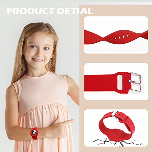 2 Pack Airtag Wristband Compatible with Apple AirTag,Soft Adjustable Airtag Bracelet, Airtag Watch Band for Kids Toddler Baby Children Elders (Blue&Red)