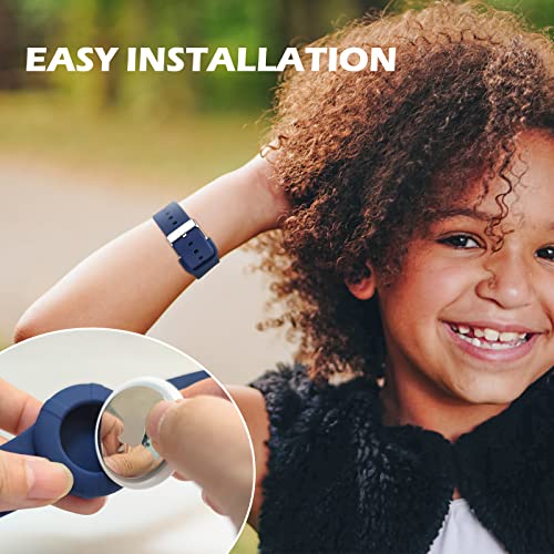 2 Pack Airtag Wristband Compatible with Apple AirTag,Soft Adjustable Airtag Bracelet, Airtag Watch Band for Kids Toddler Baby Children Elders (Blue&Red)