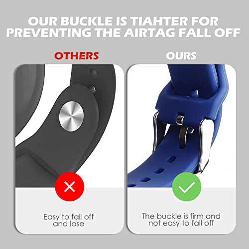 2 Pack Airtag Wristband Compatible with Apple AirTag,Soft Adjustable Airtag Bracelet, Airtag Watch Band for Kids Toddler Baby Children Elders (Blue&Red)