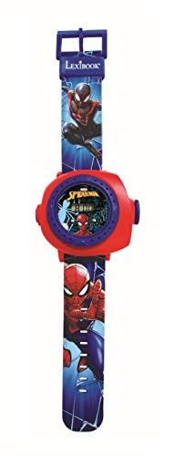 LEXIBOOK DMW050SP Adjustable Projection Watch Digital Screen, 20 Images of Spider-Man and his Friends, for Children/Boys-Red and Blue