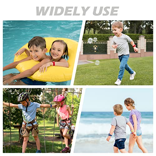 2 Pack Airtag Wristband Compatible with Apple AirTag,Soft Adjustable Airtag Bracelet, Airtag Watch Band for Kids Toddler Baby Children Elders (Blue&Red)