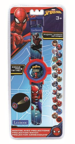LEXIBOOK DMW050SP Adjustable Projection Watch Digital Screen, 20 Images of Spider-Man and his Friends, for Children/Boys-Red and Blue