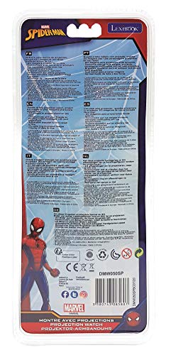 LEXIBOOK DMW050SP Adjustable Projection Watch Digital Screen, 20 Images of Spider-Man and his Friends, for Children/Boys-Red and Blue