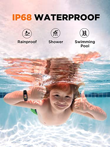 BIGGERFIVE Vigor 2 L Kids Fitness Tracker Watch for Boys Girls Ages 5-15, IP68 Waterproof, Activity Tracker, Pedometer, Heart Rate Sleep Monitor, Calorie Step Counter Watch, Black