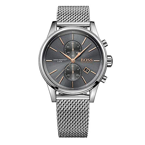 BOSS Chronograph Quartz Watch for Men with Silver Stainless Steel Mesh Bracelet - 1513440