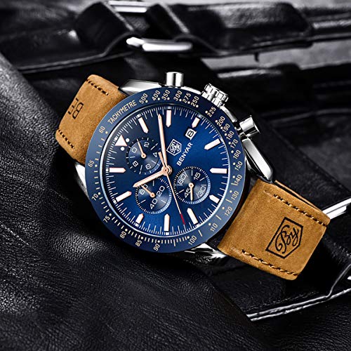 BENYAR Watches for Men Chronograph Analogue Quartz Movement Wrist Watch Fashion Business Sports Watch 30M Waterproof Scratchproof Stylish Elegant Gifts for Men