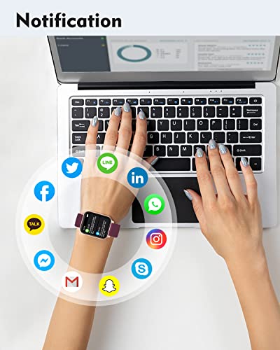 Cloudpoem Smart Watch 1.69 inch Touch Screen Smart Watches for Women Men IP68 Waterproof Fitness Tracker Pedometer Watch with Heart Rate Monitor SpO2 Sleep Tracker 24 Training Modes for Android iOS