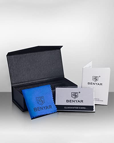 BY BENYAR Mens Watch Chronograph Watches Men Date Analog Quartz Movement Leather Band Stylish Sports Designer Wrist Watch 30M Waterproof Elegant Gift for Men…