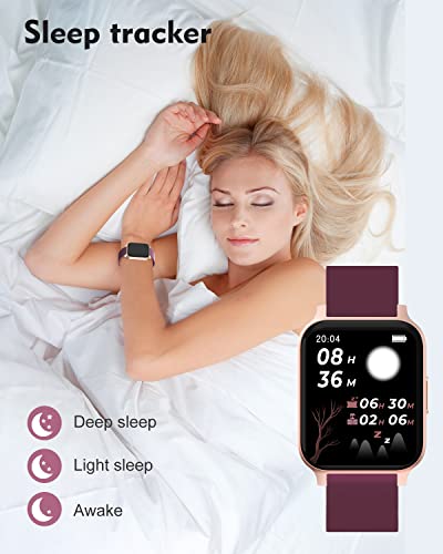 Cloudpoem Smart Watch 1.69 inch Touch Screen Smart Watches for Women Men IP68 Waterproof Fitness Tracker Pedometer Watch with Heart Rate Monitor SpO2 Sleep Tracker 24 Training Modes for Android iOS