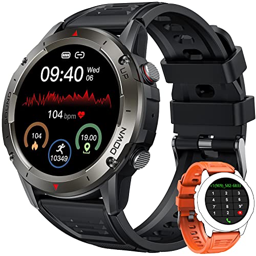 Smart Watch for Men with Call Function: IP68 Waterproof Fitness Watch Pedometer Heart Rate Sleep Monitor Activity Trackers Make/Answer Calls 1.42 Inch Mens Sports Watch for iPhone Android