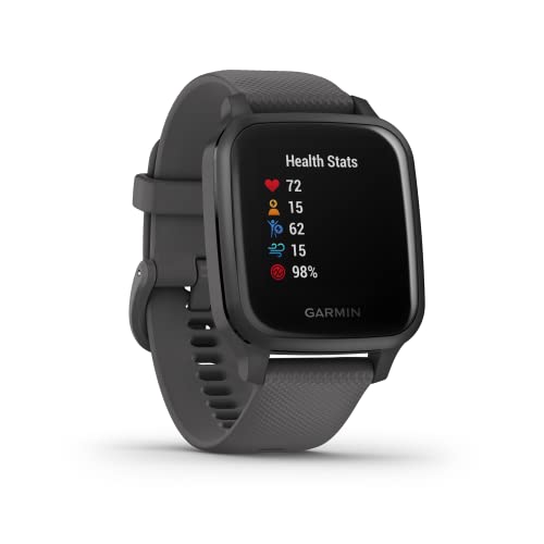 Garmin Venu Sq GPS Smartwatch with All-day Health Monitoring and Fitness Features, Built-in Sports Apps and More, Shadow Grey with Slate Bezel