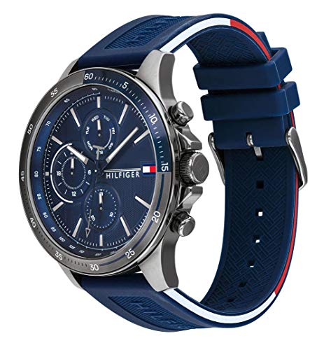Tommy Hilfiger Analogue Multifunction Quartz Watch for Men with Navy Blue Silicone Bracelet - 1791721