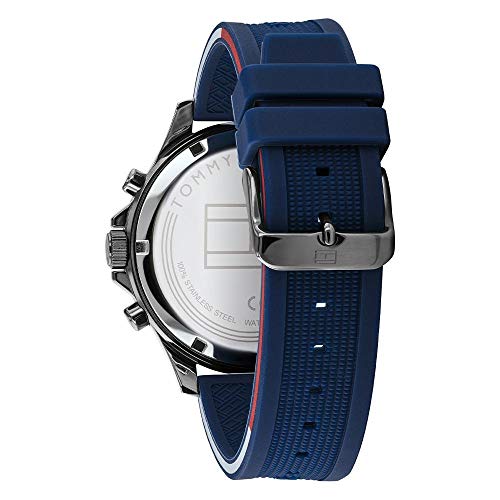 Tommy Hilfiger Analogue Multifunction Quartz Watch for Men with Navy Blue Silicone Bracelet - 1791721
