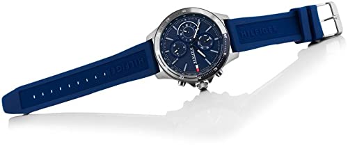 Tommy Hilfiger Analogue Multifunction Quartz Watch for Men with Navy Blue Silicone Bracelet - 1791721