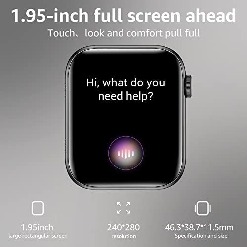 AcclaFit Smart Watch for Men Women (Answer/Dial Call), 1.95" Large Screen Fitness Watch with Heart Rate and Blood Pressure Monitors, Waterproof Activity Tracker with Pedometer for Android iOS