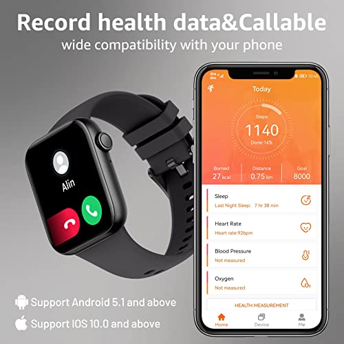 AcclaFit Smart Watch for Men Women (Answer/Dial Call), 1.95" Large Screen Fitness Watch with Heart Rate and Blood Pressure Monitors, Waterproof Activity Tracker with Pedometer for Android iOS