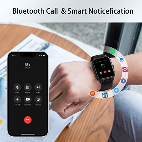 Smart Watch for Men Answer/Make Call, 1.85'' Screen Fitness Watch with Heart Rate, Sleep Monitor, IP68 Waterproof Blood Oxygen Sports Smartwatch, Fitness Activity Tracker Step Counter for Android IOS