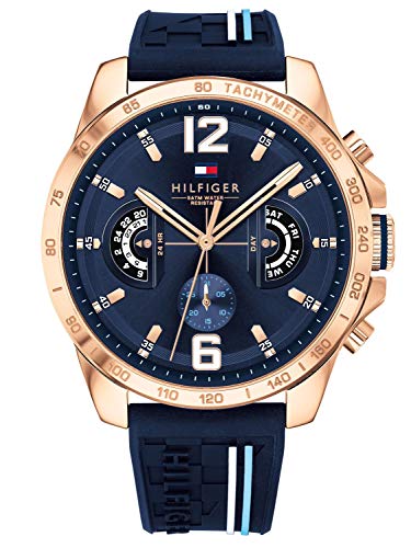Tommy Hilfiger Analogue Multifunction Quartz Watch for Men with Navy Blue Silicone Bracelet - 1791474