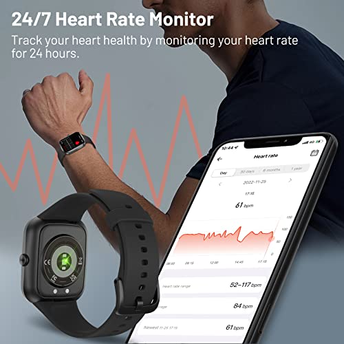 ASWEE Smart Watch, Fitness Tracker with 24/7 Blood Pressure and Heart Rate Monitors, Fitness Watch with IP68 Waterproof, 1.69" HD Large Screen Smartwatch Compatible with IOS Android