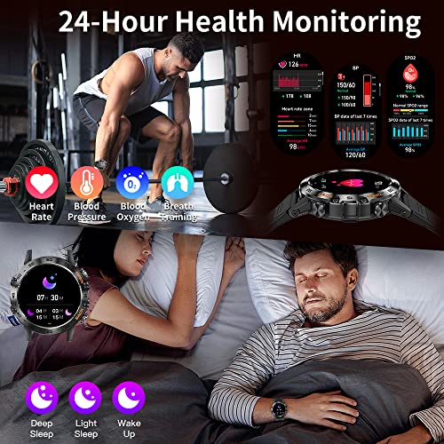 LEMFO Smart Watch, Smart Watch for Men Answer/Make Call, 1.39" Touch Screen Fitness Watch 100+ Sports Modes 400mAh Smartwatch Heart Rate Blood Oxygen Sleep Monitor Step Counter for Android iOS Phones