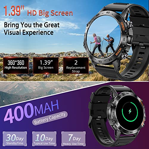 LEMFO Smart Watch, Smart Watch for Men Answer/Make Call, 1.39" Touch Screen Fitness Watch 100+ Sports Modes 400mAh Smartwatch Heart Rate Blood Oxygen Sleep Monitor Step Counter for Android iOS Phones