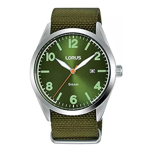 Lorus Men's Analogue Quartz Watch with Green Dial and Green Nylon Strap Watch RH919NX9