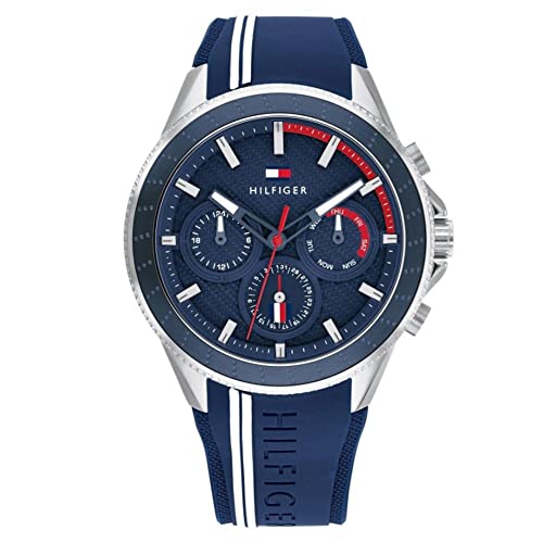 Tommy Hilfiger Analogue Multifunction Quartz Watch for Men with Blue Silicone Bracelet - 1791859